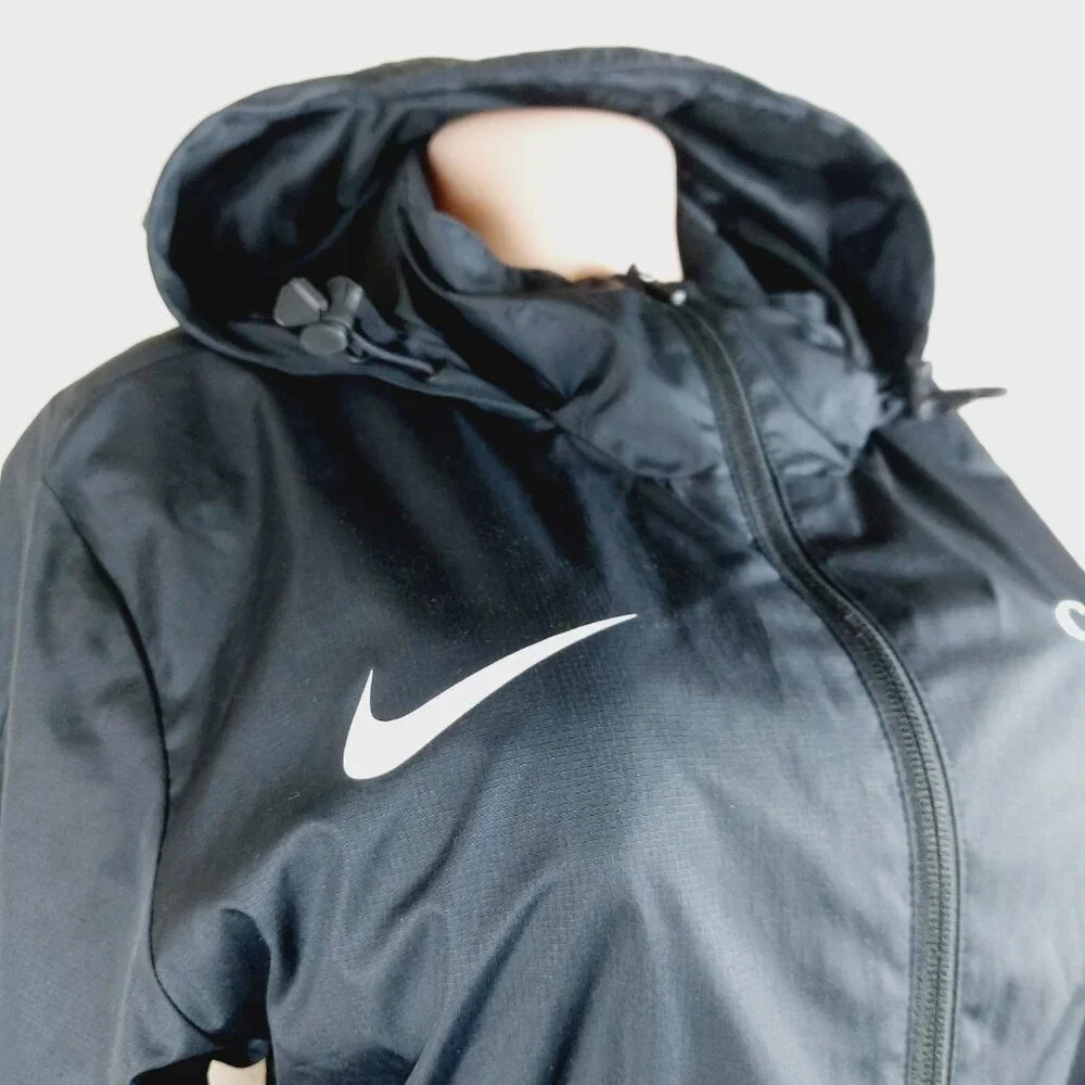 Nike Women's Black Shield Hooded Outdoor Trail Long Windbreaker Jacket Size M - Picture 8 of 14